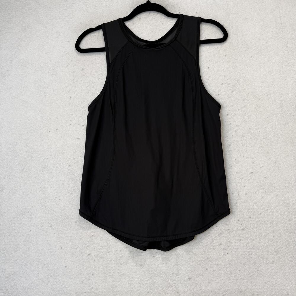 Lululemon Tank Top Womens 6 Black Crew Neck Open Back Athletic Yoga Workout